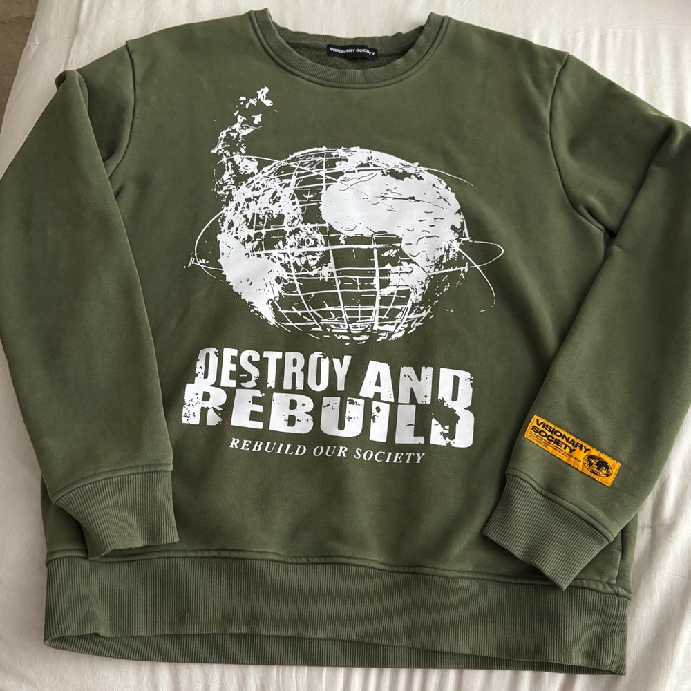 Visionary Society Olive Green Graphic Men's Sweatshirt xs